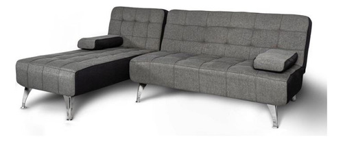 Sofá Cama De Estilo Nórdico + Chaise Longue Gris Tela