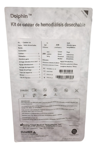 Kit De Catéter De Hemodiálisis 3 Lumen 12fr X 20cm Recto