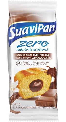 Bolinho De Baunilha Recheio De Chocolate Zero Suavipan 40g