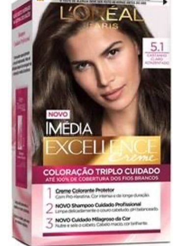 Tinta Imedia Loreal Paris 5.1 Castanho Claro Acinzentado