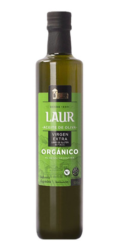 Aceite De Oliva Extra Virgen Organico Laur 500 Ml.