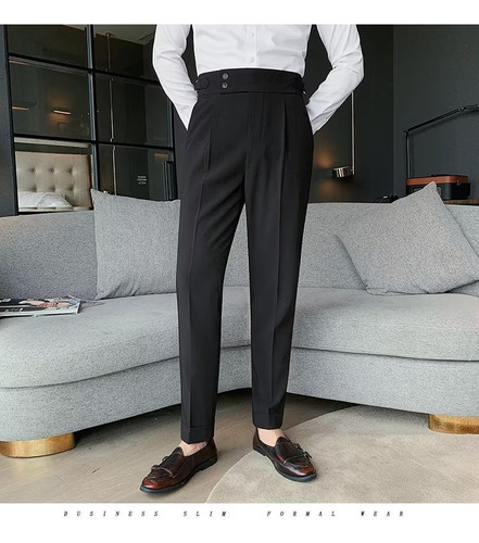 Pantalon De Vestir Vintage Formal Slim Fit Para Hombre