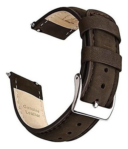 Malla Para Rejoj Analogico Cuero Genuino Brown Silver 24mm