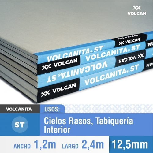 Volcanita 12.5mm Para Tabiquería Interior Y Cielos Rasos