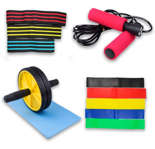 Kit De Ejercicio En Casa Cuerda+ligas+bandas+rueda Abs