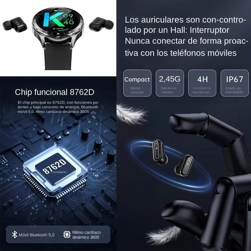 Reloj Inteligente Con Auriculares 2 En 1
