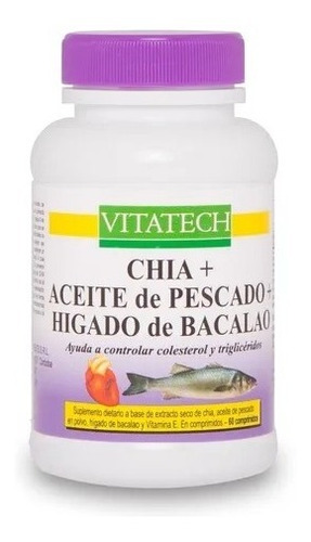 Aceite De Pescado+chia+hígado De Bacalao 60 Comprimidos- Vip