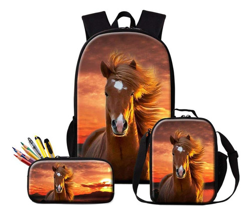 Mochila Caballo Dispalang Y Bolsa Almuerzo Aislada, Bolsa