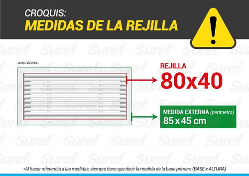 Rejilla De Ventilacion 80x40 Fija - Retorno / Extraccion