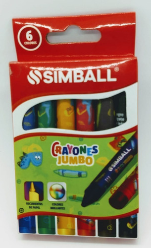 Crayones Jumbo Simball X6-no Toxicos-colores Brillantes