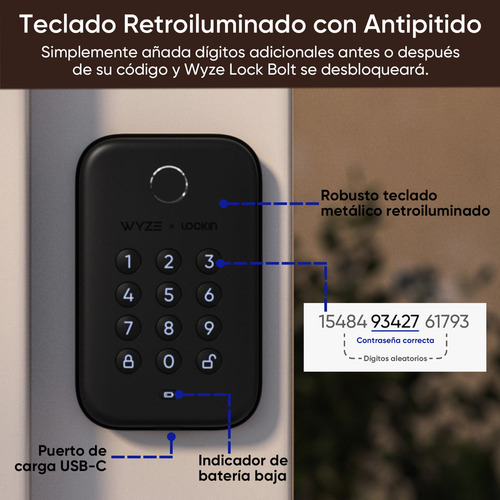 Wyze Lock Bolt - Sistema De Teclado Y Cerradura Inteligente