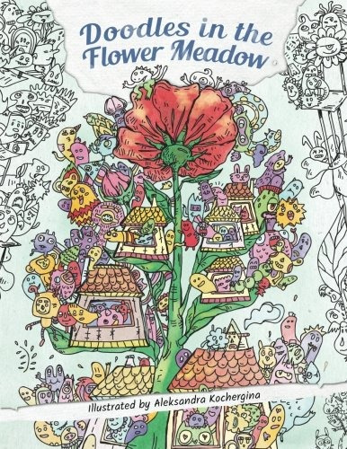 Doodles In The Flower Meadow  Adult Coloring Book Discover T