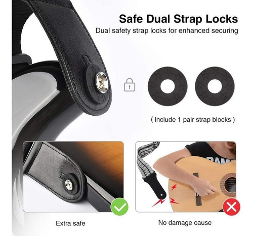 Imagen 9 de 9 de Correa Acolchada Para Guitarra Eléctrica, Bajo, Ukelele, Púa