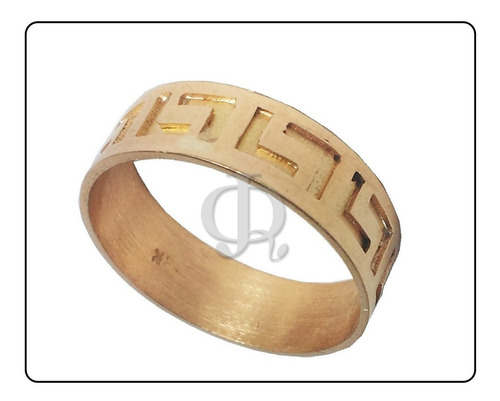 Imagen 2 de 8 de Anillo Guarda Griega Maciza 6mm Oro 18k A207 Jr Joyas