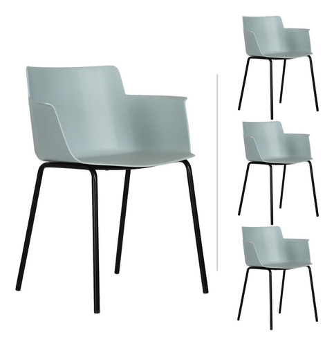 Set 4 Sillas Comedor Mundo In Potenza Minimalista Hogar Color de la estructura de la silla Metal Color del asiento Turquesa