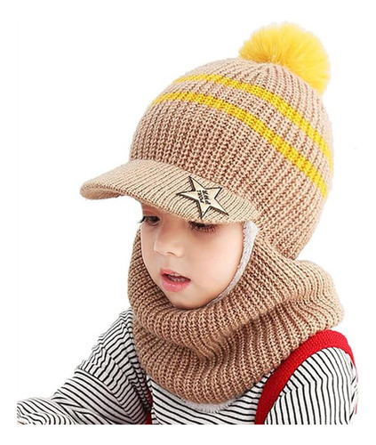 Gorro De Invierno #kid, 2 En 1, Bufanda, Cálido, Grueso Y Bo