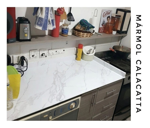 Imagen 8 de 10 de Vinilo Autoahdesivo Laminado Para Mesada Mármol Madera
