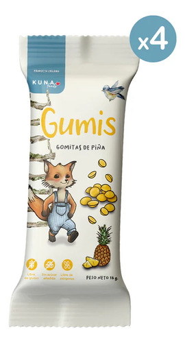 Gumis Gomitas De Fruta Kuna Foods Piña - 4 Unidades