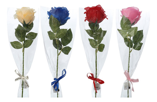 Rosa Artificial Led 4 Pacote De Presente De Flores Brilhante