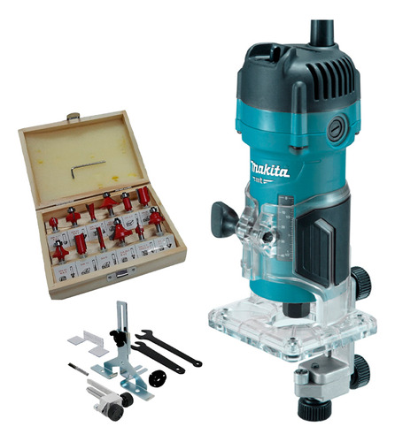 Tupia Manual Makita M3700 530w 220v +jogo Fresas 12 Pecas