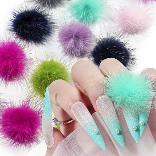 Aplique Dije Pompón Con Imanes Nail X 10u Decoración De Uñas