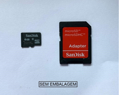 Cartão De Memória Sandisk 4gb + Adaptador ( Sem Embalagem )