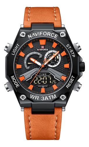 Reloj Naviforce Dual Analógico Y Digital Banda Cuero Envío G