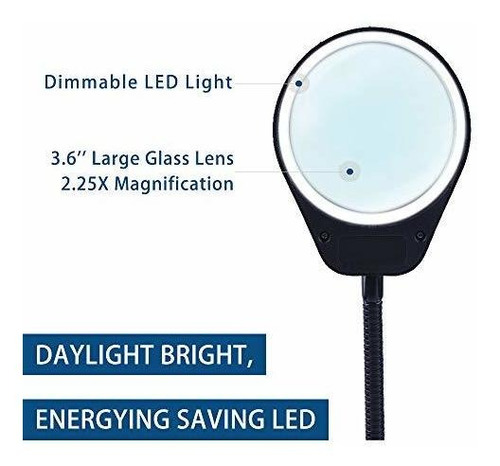 Psiven - Lupa Led Con Lámpara Regulable De Escritorio, Lámp