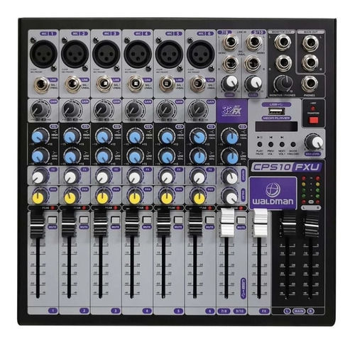 Mesa De Som De 10 Canais Waldman Cps10fxu C Efeitos Mixer