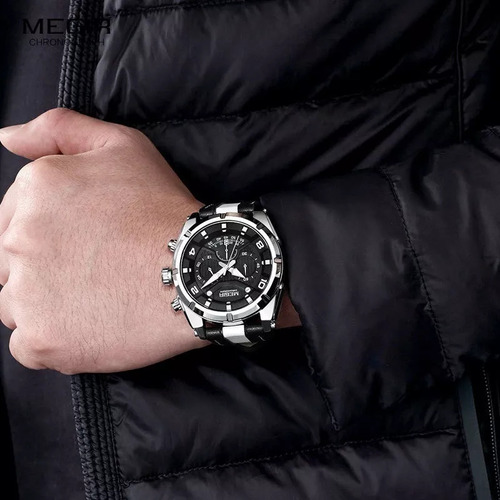 Reloj Cronógrafo Con Calendario De Cuarzo Megir 2076 G