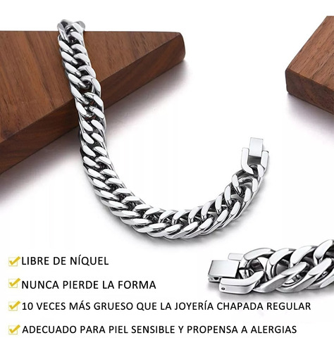 Pulsera Cubana Cadena De Hiphop Acero Inoxidable Para Hombre