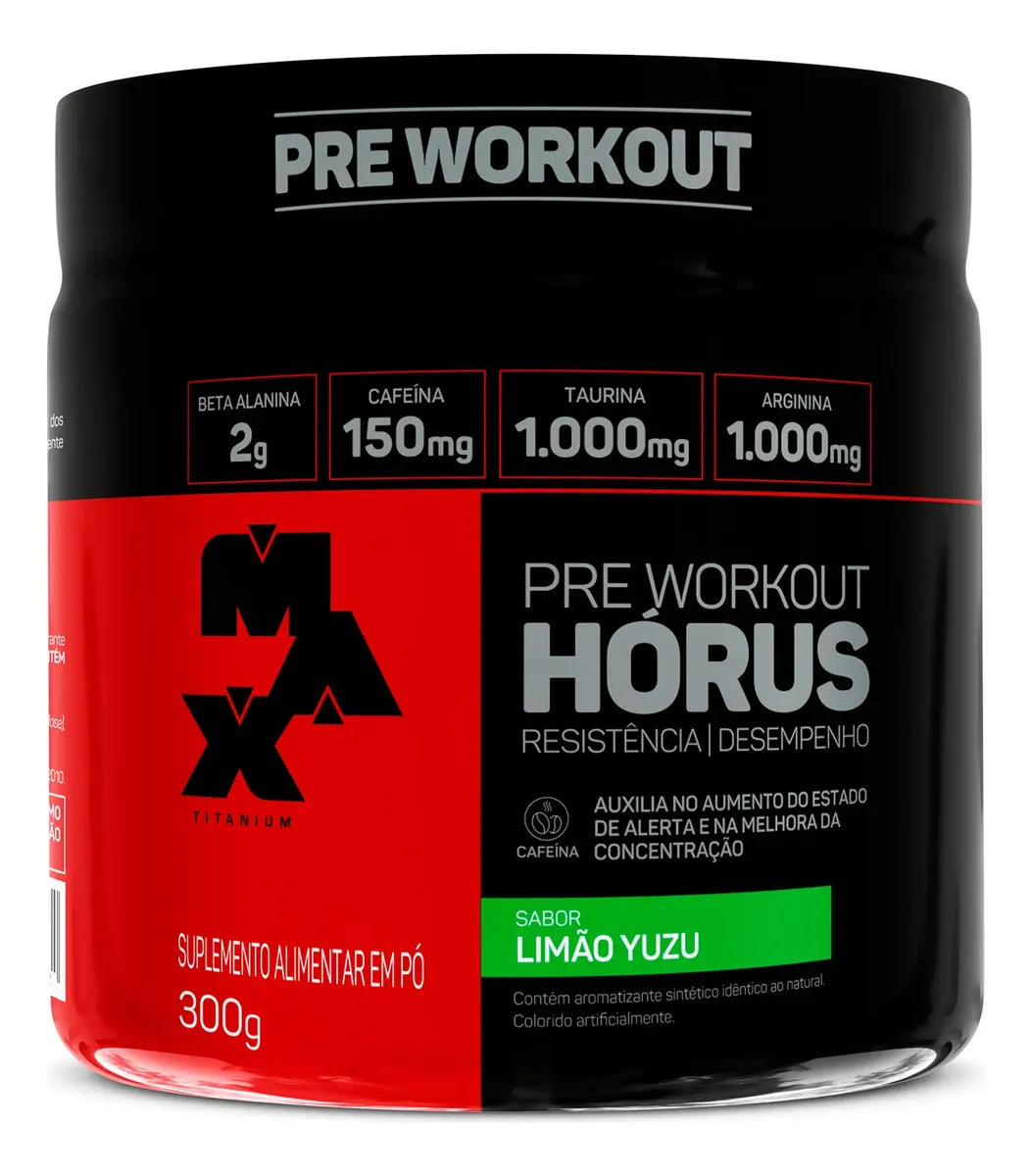 Pre Treino Horus Suplemento Em Pó Max Titanium Max Carboidratos Sabor Limão Yuzu Em Pote De 300g