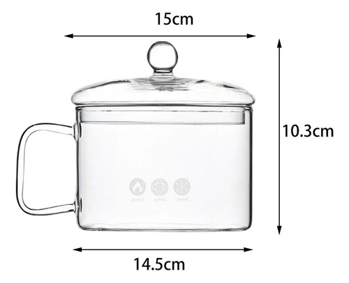 Tazones De Vidrio Transparente Con Tapa Y Asa, 1.5l Estilo C