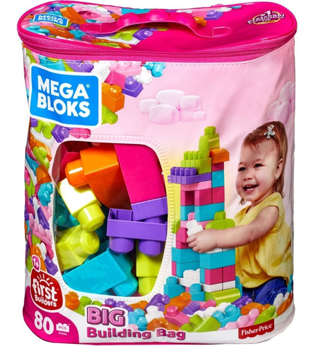 Mega Bloks De 80 Piezas Bolsa Rosada