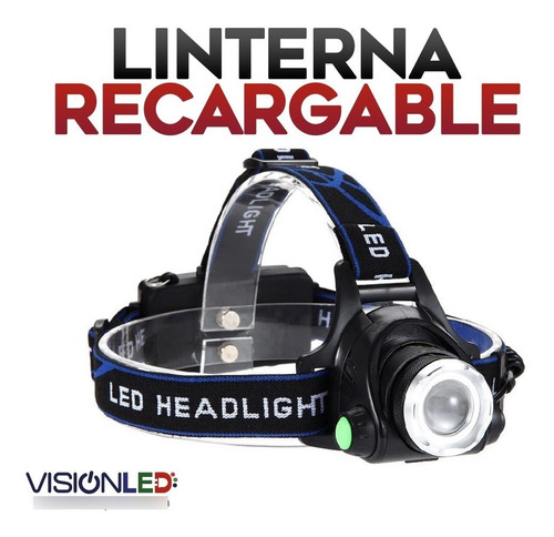 Imagen 2 de 5 de Linterna De Cabeza Led Frontal Recargable De Alta Potencia