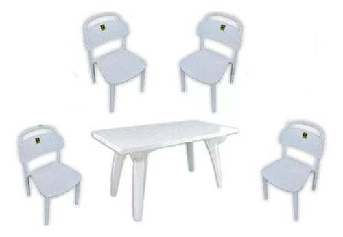 Combo 4 Silla Canada 1 Mesa Reforzada  Mascardi Blanco