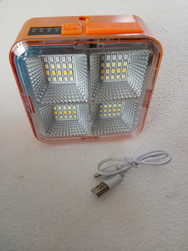 Linterna Camping Carga Solar Y Usb Naranja