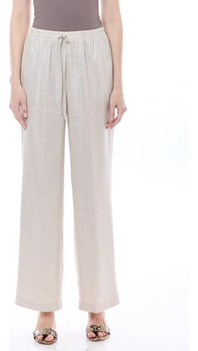 Pantalon Foley's Beige Elastico Bolsas Diagonales Mujer 1255