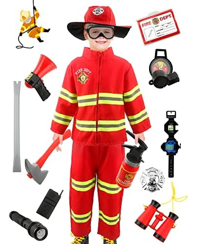 17 Piezas De Disfraz De Bombero Para Niños, Disfraz De Jefe