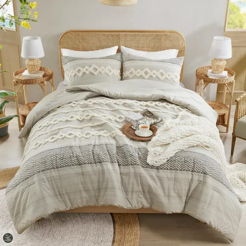 Set De Edredón Hyde Lane Boho Grey, 100% Algodón, Tamaño Kin