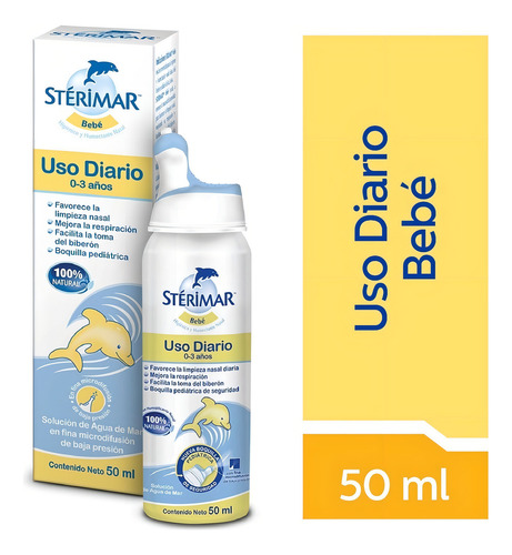 Solución Sterimar Bebé Para Congestión Nasal Uso Diario 50ml Color Blanco Con Amarillo