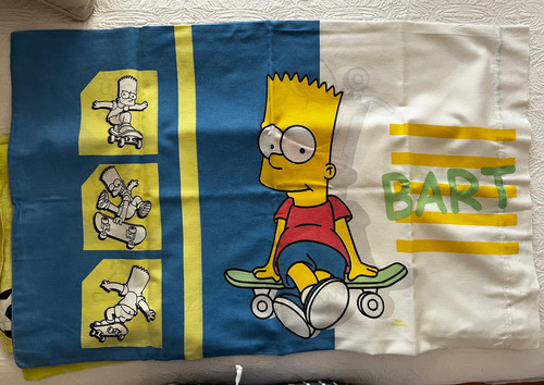 Sabana Plana Con 1 Funda Niños Imagen Simpson Verde Limón Estampado (Usado)