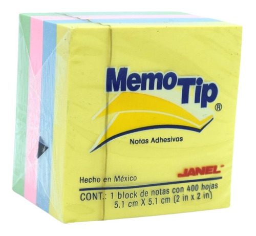 Notas Adhesivas Memo Tip Block Colores Pastel 5.1x5.1cm 400h