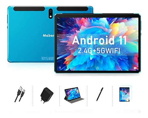 Tableta Meberry Android 11 De 10.1 Pulgadas Azul Con Funda.