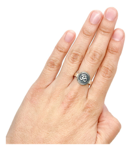 Anillo Om Hindú Mantra Yoga Meditación Plata 925 Plata 925 B - Mediano Plata 925
