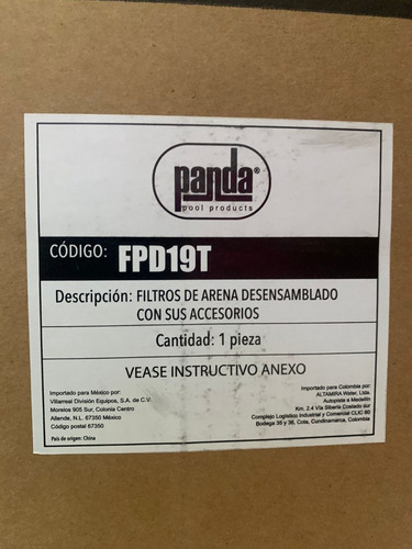 Filtro De Arena Para Alberca Panda Fpd19t Valvula De 6 Vías