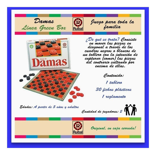 Damas Green Box Ruibal Juego De Mesa 7112 Lelab Microcentro