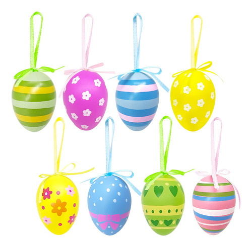 Adornos Colgantes De Pascua 24 Huevos Decorativos Multicolor