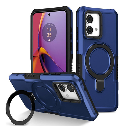 For Motorola Moto G84 Rotatable Ring Stand Hard Back Case