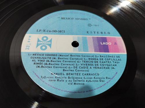 Manuel Benítez Carrasco México Sonoro Vinyl,lp,acetato,vinil (Usado)
